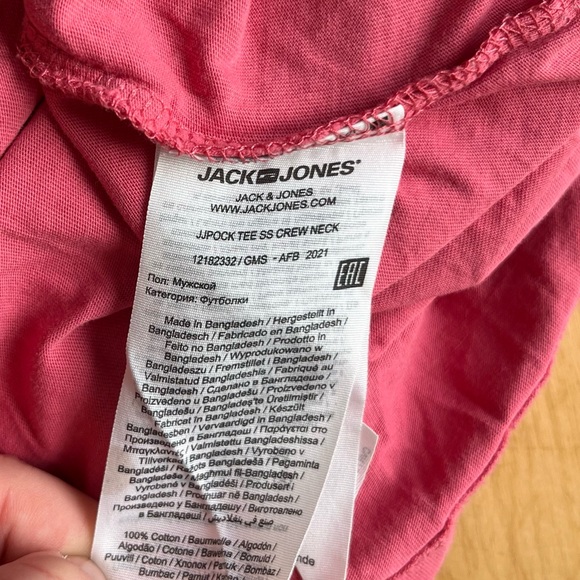 Jack & Jones Coral 100% Cotton T-Shirt with Floral Pocket Size Medium - Picture 4 of 4